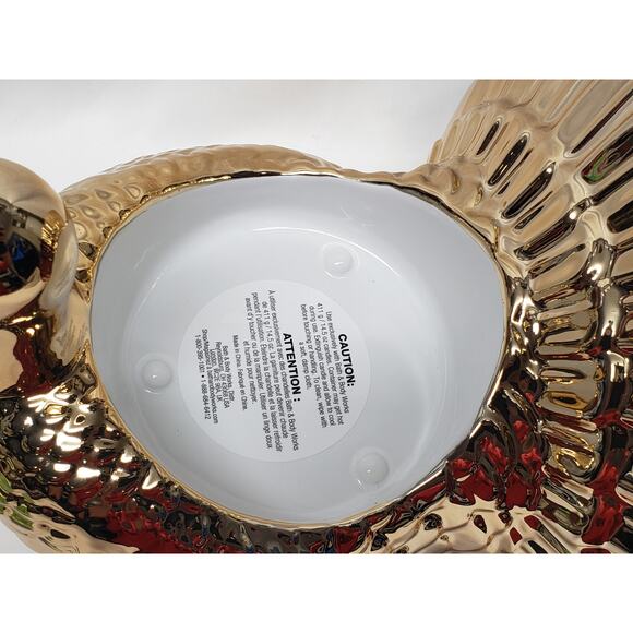 BBW Gold Thanksgiving Turkey Large 3 Wick Candle Holder / Pedestal Home Decor - Picture 3 of 3